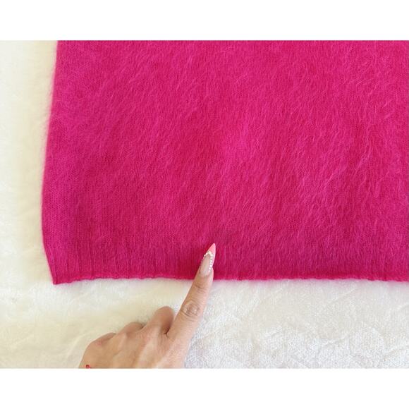 Vintage Express Size M Angora Fuzzy Pullover Sweater Top Hot Pink 90s Y2K - Picture 9 of 9